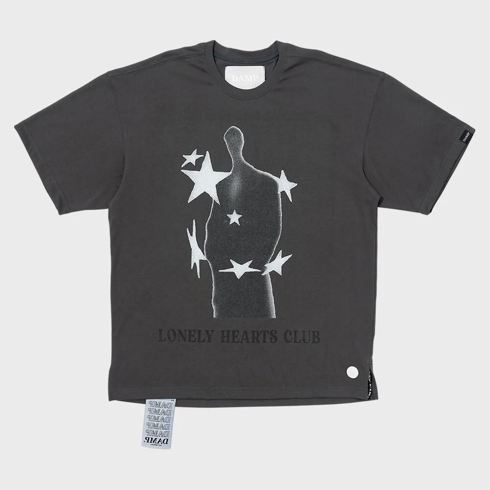 DAMP 'LONELY HEART CLUB' OVERSIZED TEE_CHARCOAL