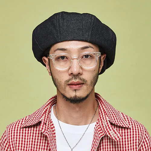 Denim (over size) Big apple hat - 黑藍牛仔