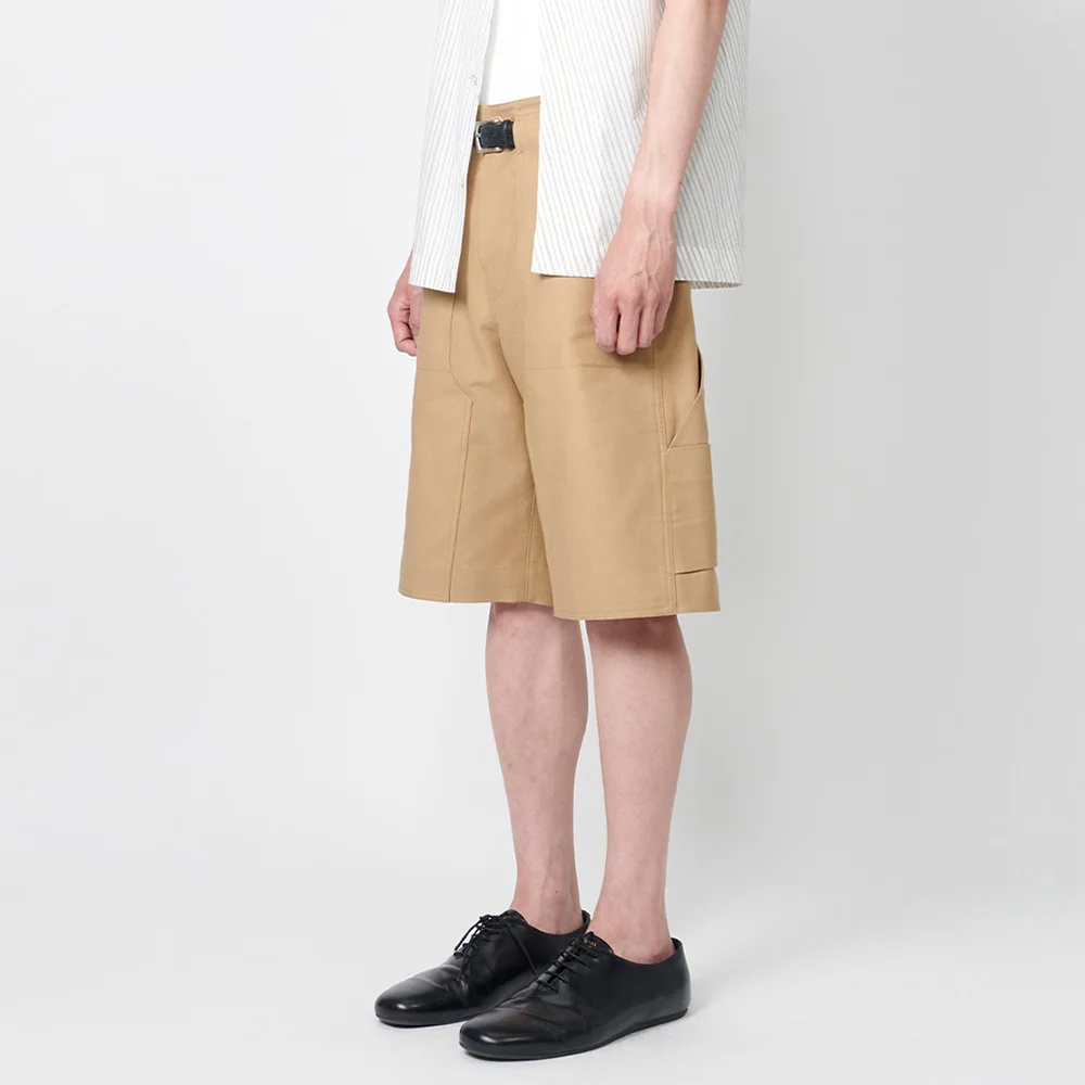 DOUBLE KNEE POCKET HALF PANTS CAMEL BEIGE