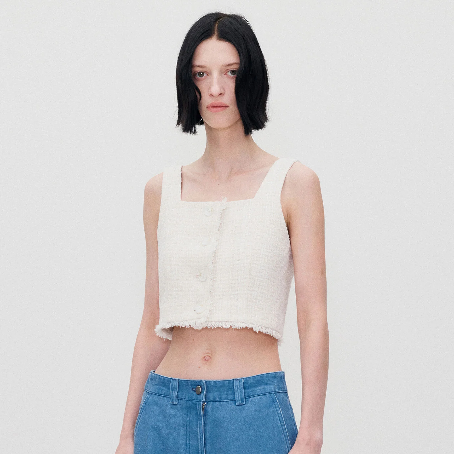 2COLOR CROPPED TWEED TOP