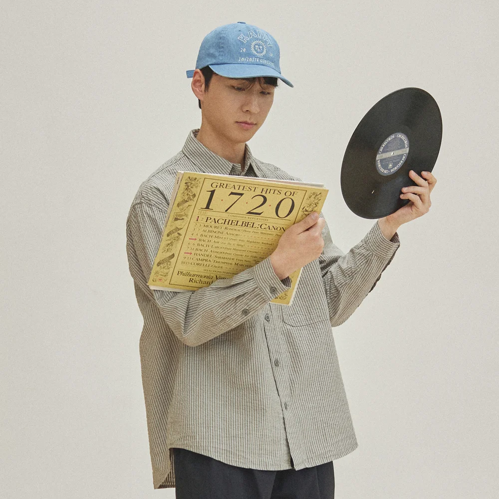 STRIPE POCKET WORK SHIRT (KHAKI)
