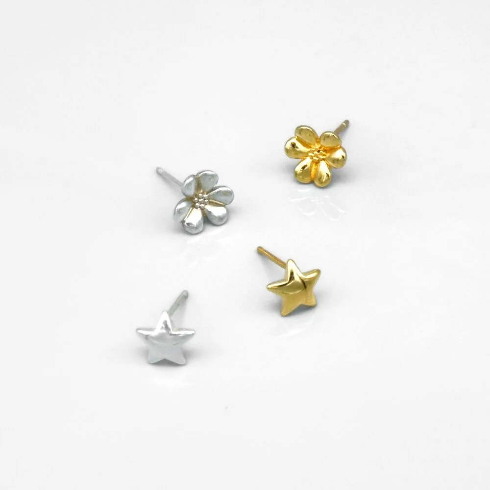 Mini star flower simple silver Eearings 迷你 星星 花 簡約 銀針 耳環