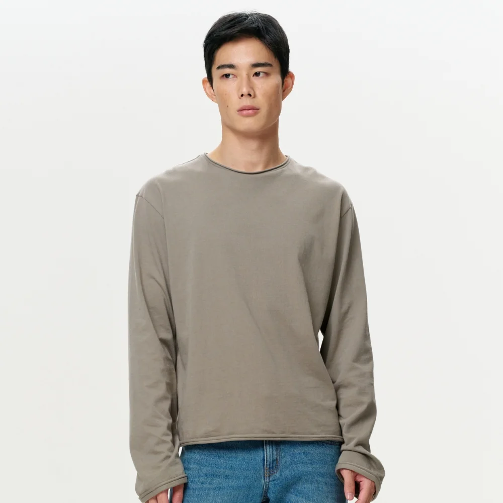 UNISEX ERA RAW EDGE LS T - KHAKI