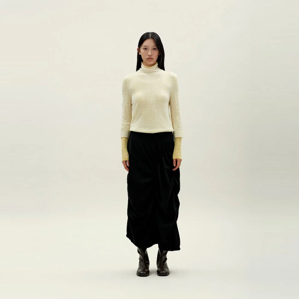 Asymmetrical Shirring Skirt Black (AG5927A015)
