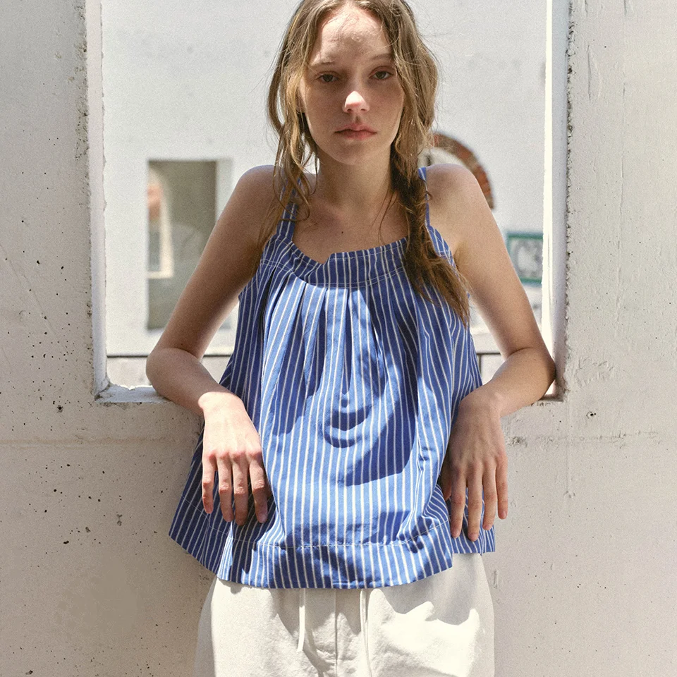 pleats stripe top (blue stripe)