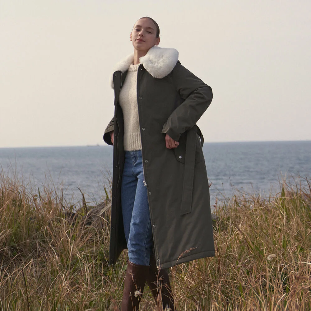 FUR COLLAR SAFARI JUMPER_KHAKI