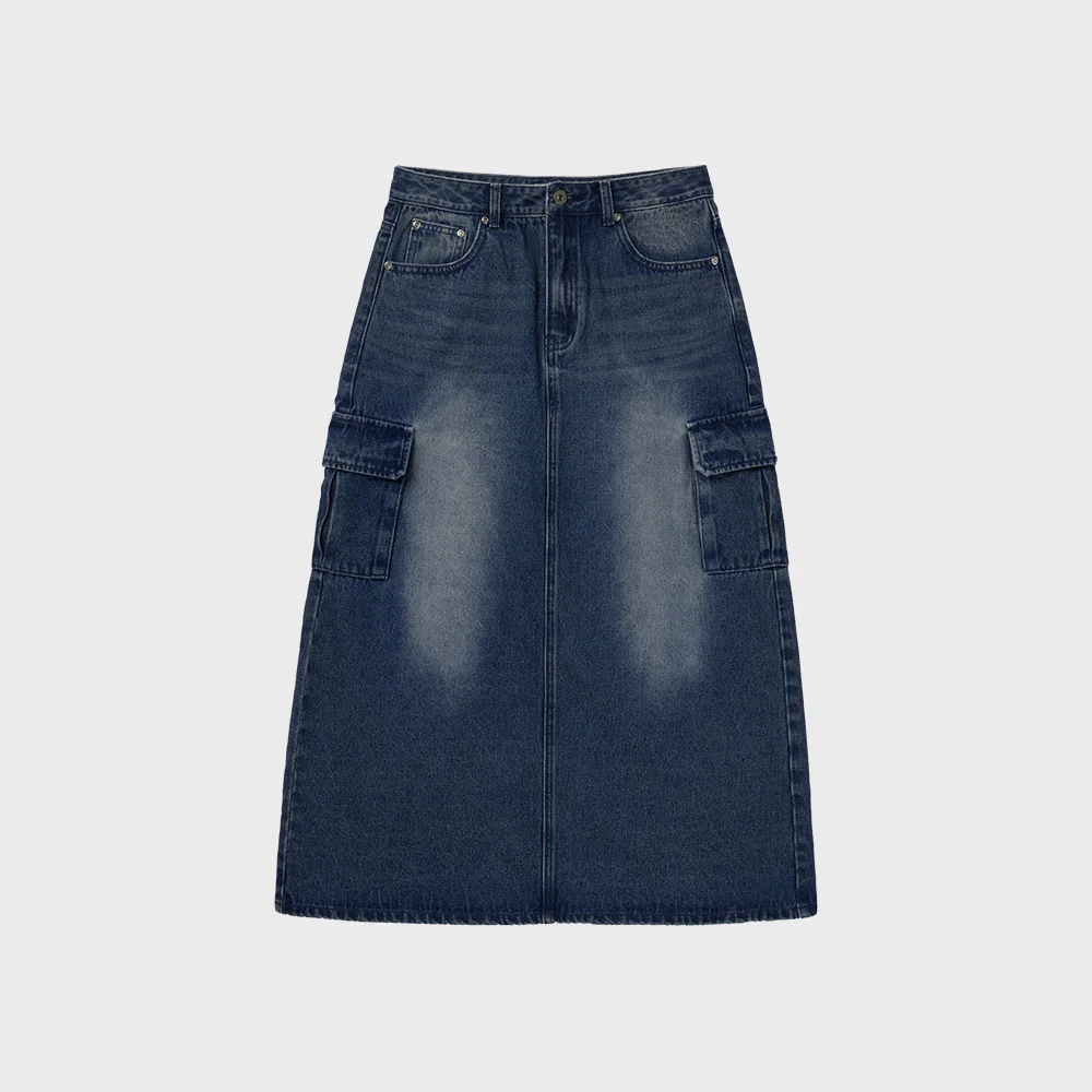 POCKET DENIM SKIRT (INDIGO)