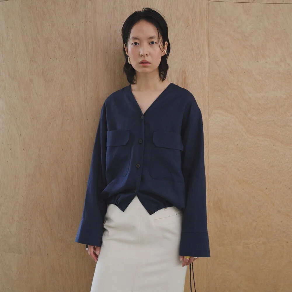 Shirts V Neck Long Navy