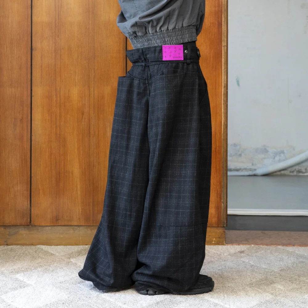 GP176 寬版 氣球 羊毛 褲子 (BLACK)