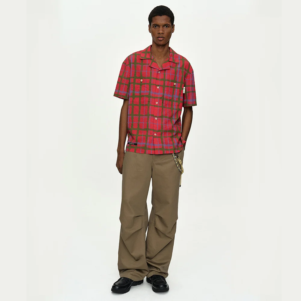 ROTHKO OPEN COLLAR SHIRT atb1525m(RED)