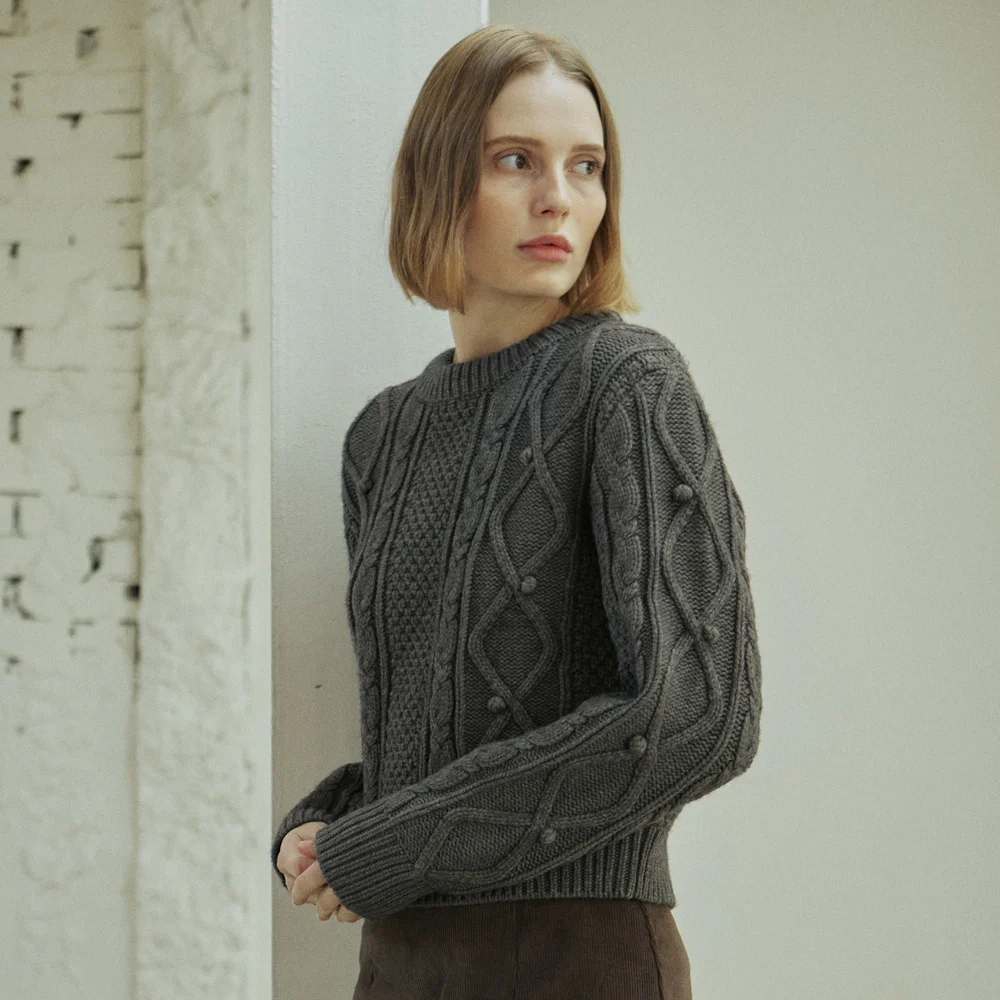 BELL CABLE KNIT_CHARCOAL