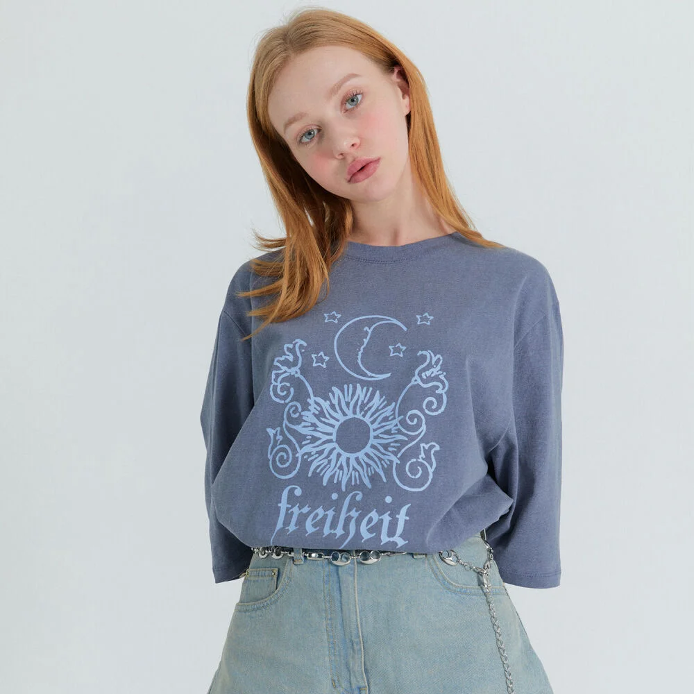 GRAPHIC LOGO OVERSIZE TEE(BLUE)