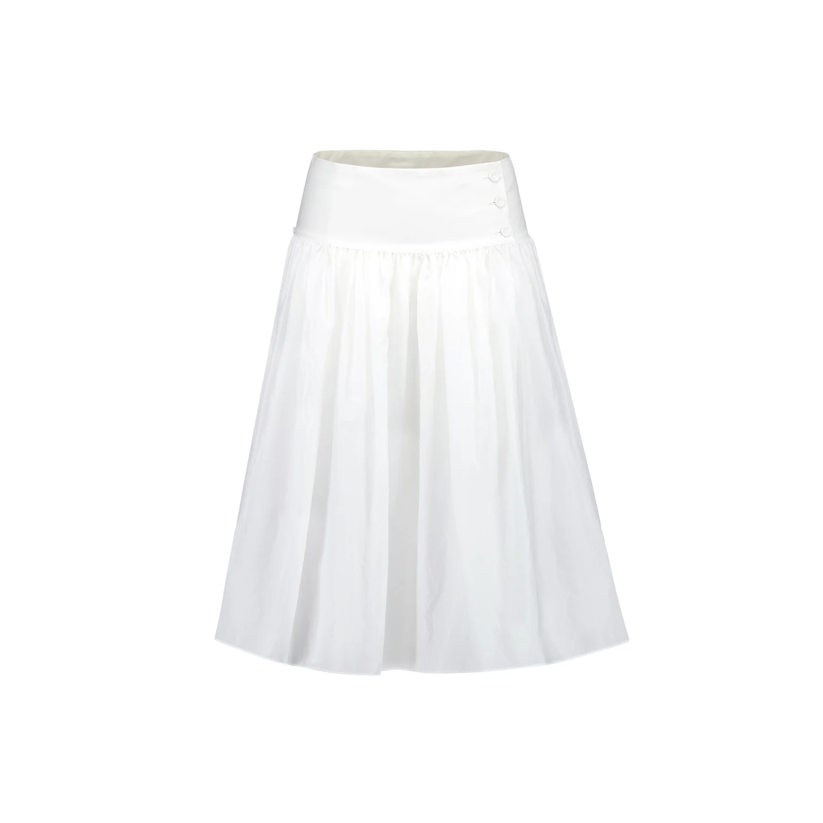 GLOSSY BUTTON WRAP SKIRT (WHITE)