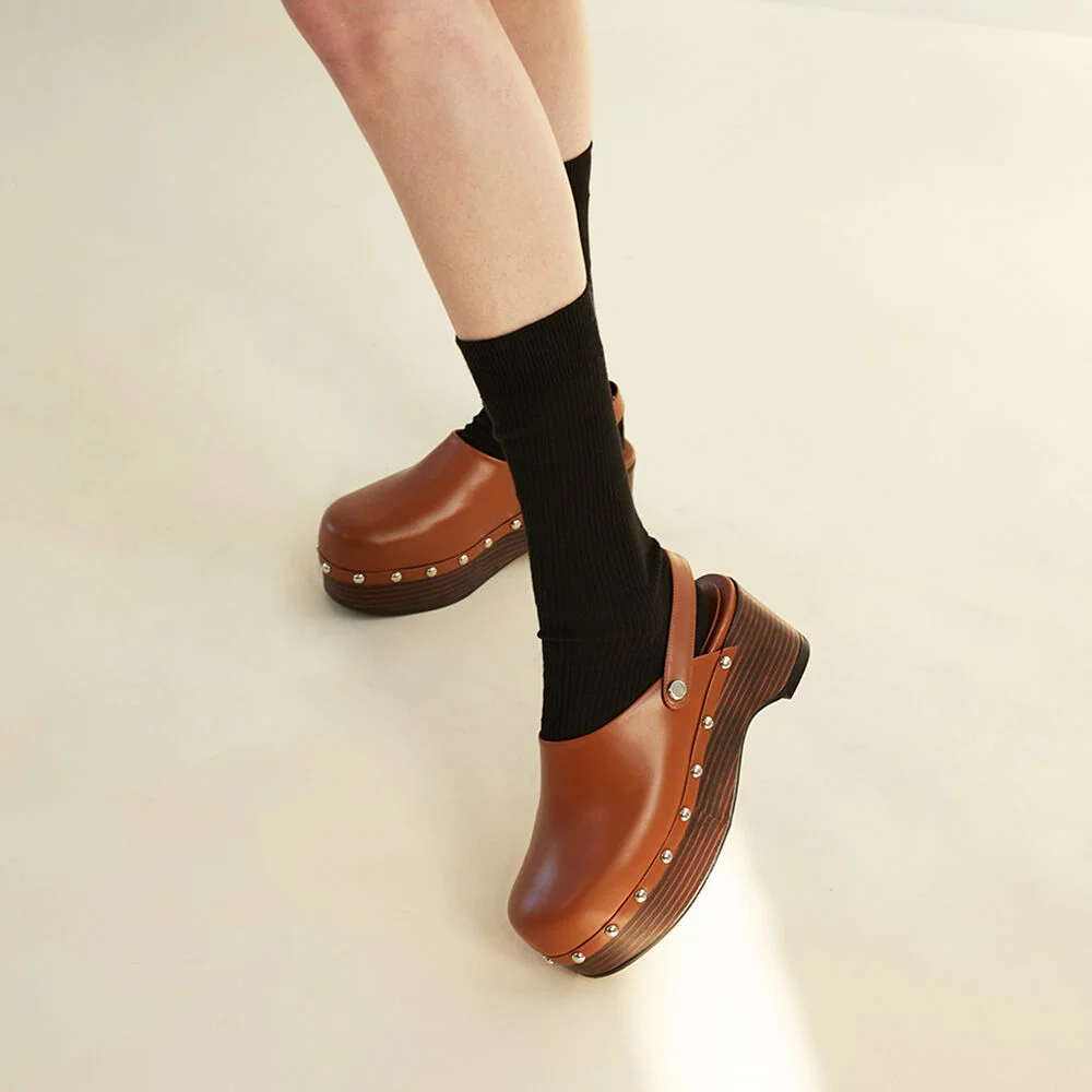 Zoe Clogs Leather Brown
