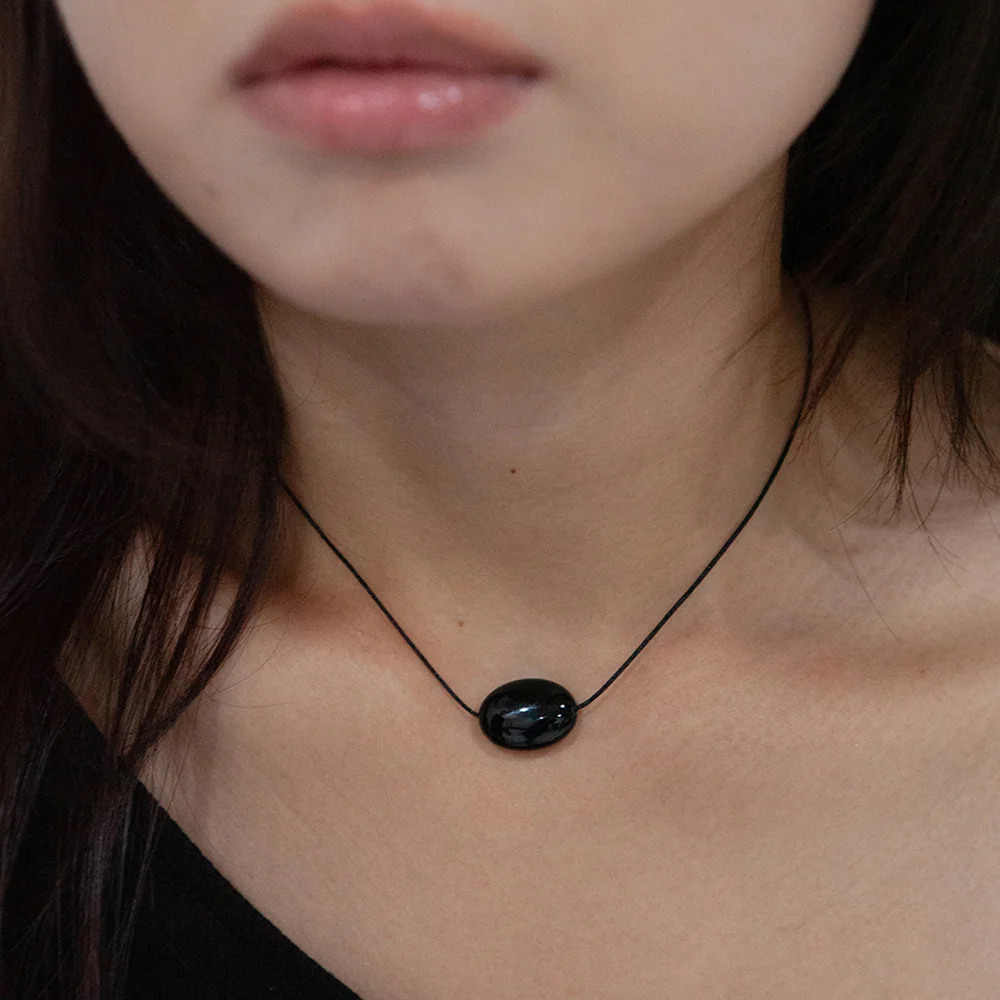onyx candy string necklace