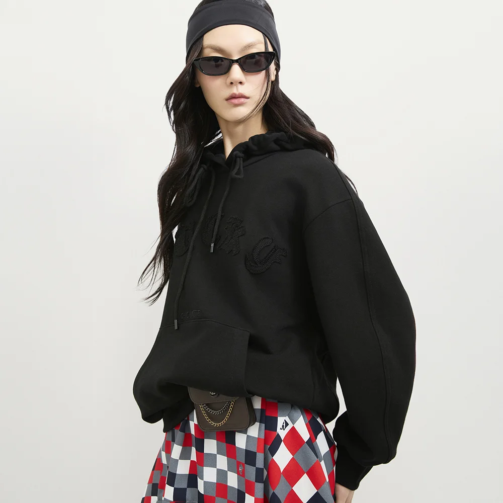 Embroidery Point Hooded T-shirt (black)_LFTAS25120BKX