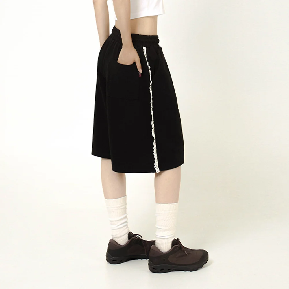 Lace Track Bermuda Shorts Black