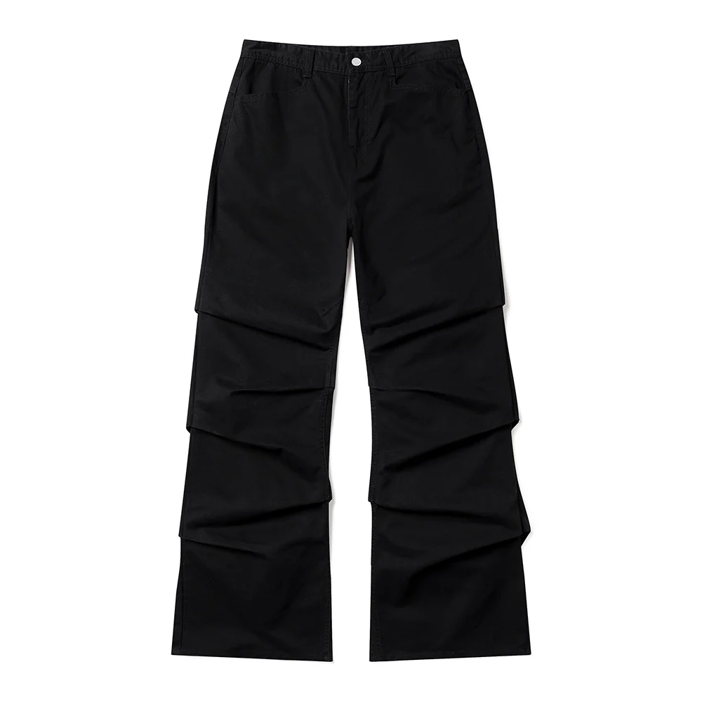Loose Flared Shirring Pants DCPT075Black