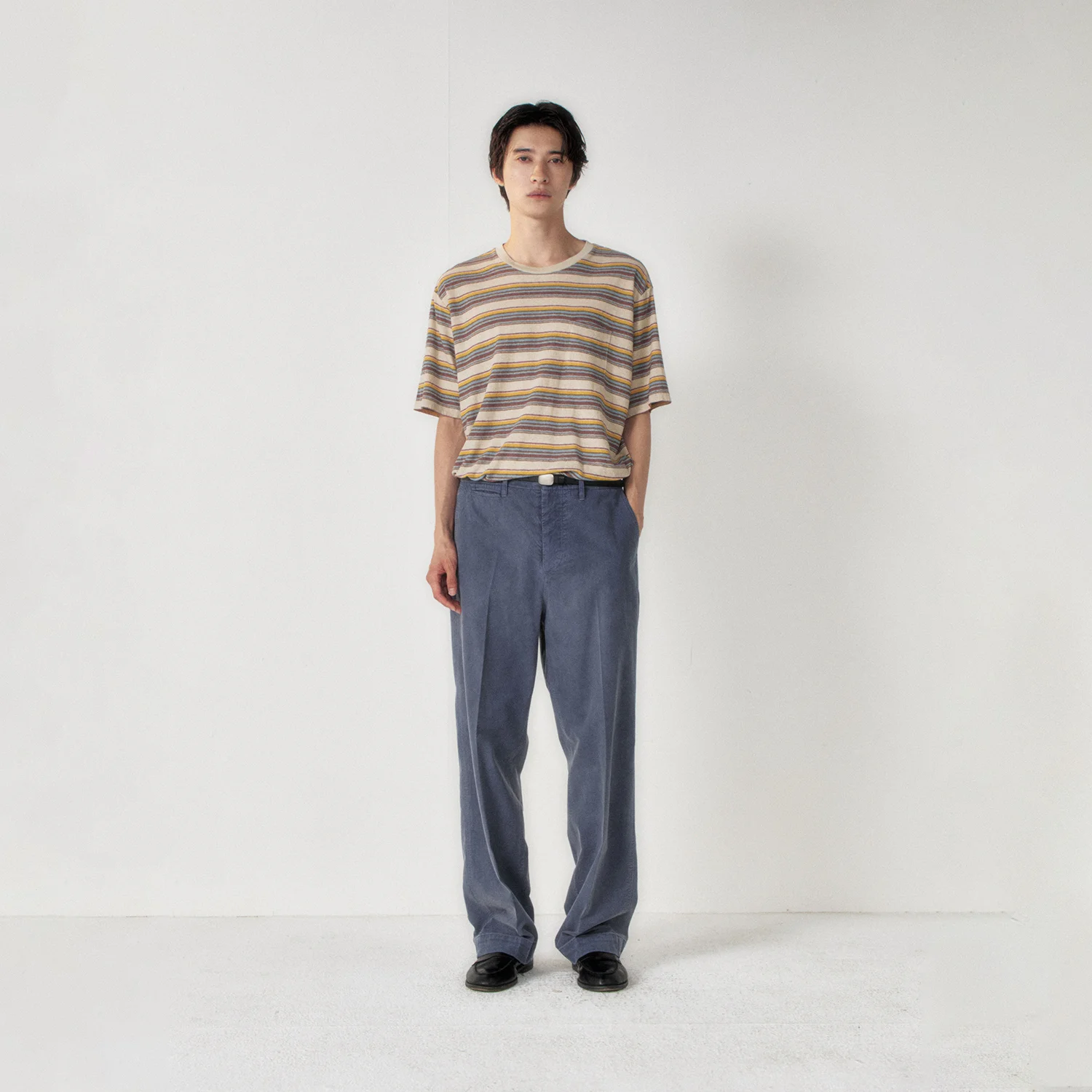 Linen Stripe Pocket Tee_Wood/Blue