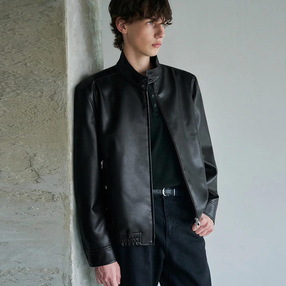 俐落 皮革 Harrington 外套