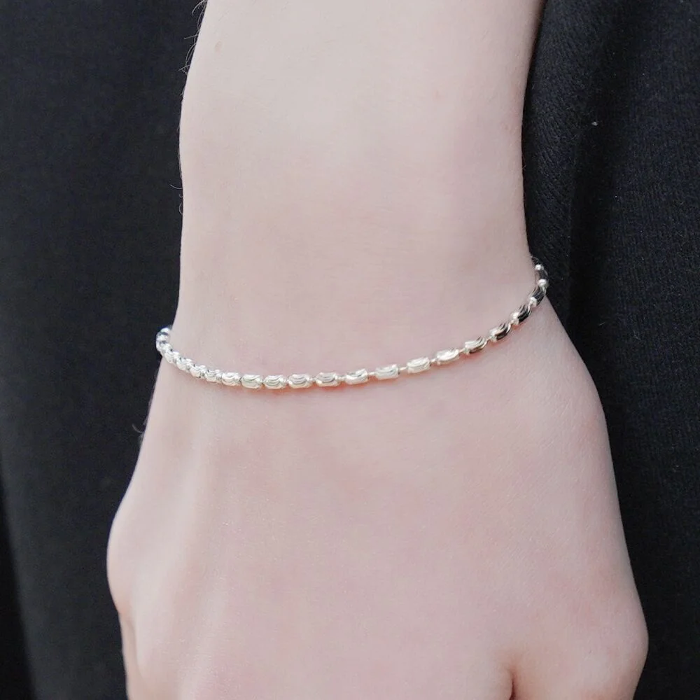 Becky silver chain Bracelet Baeki 米粒紋 鏈條 銀色 925 簡約 手鏈