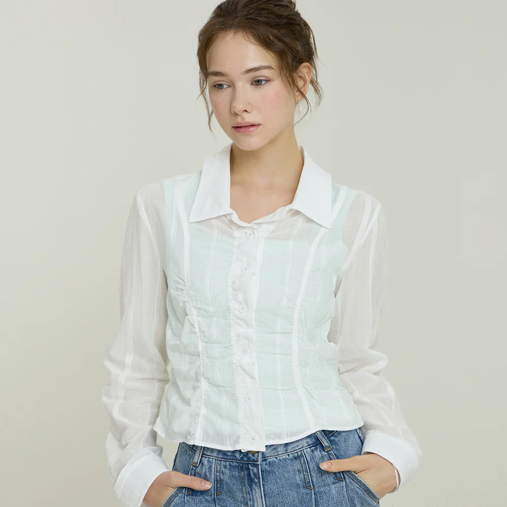 it MICHA 抽褶 鈕扣 襯衫 ITP5WBL380_2colors
