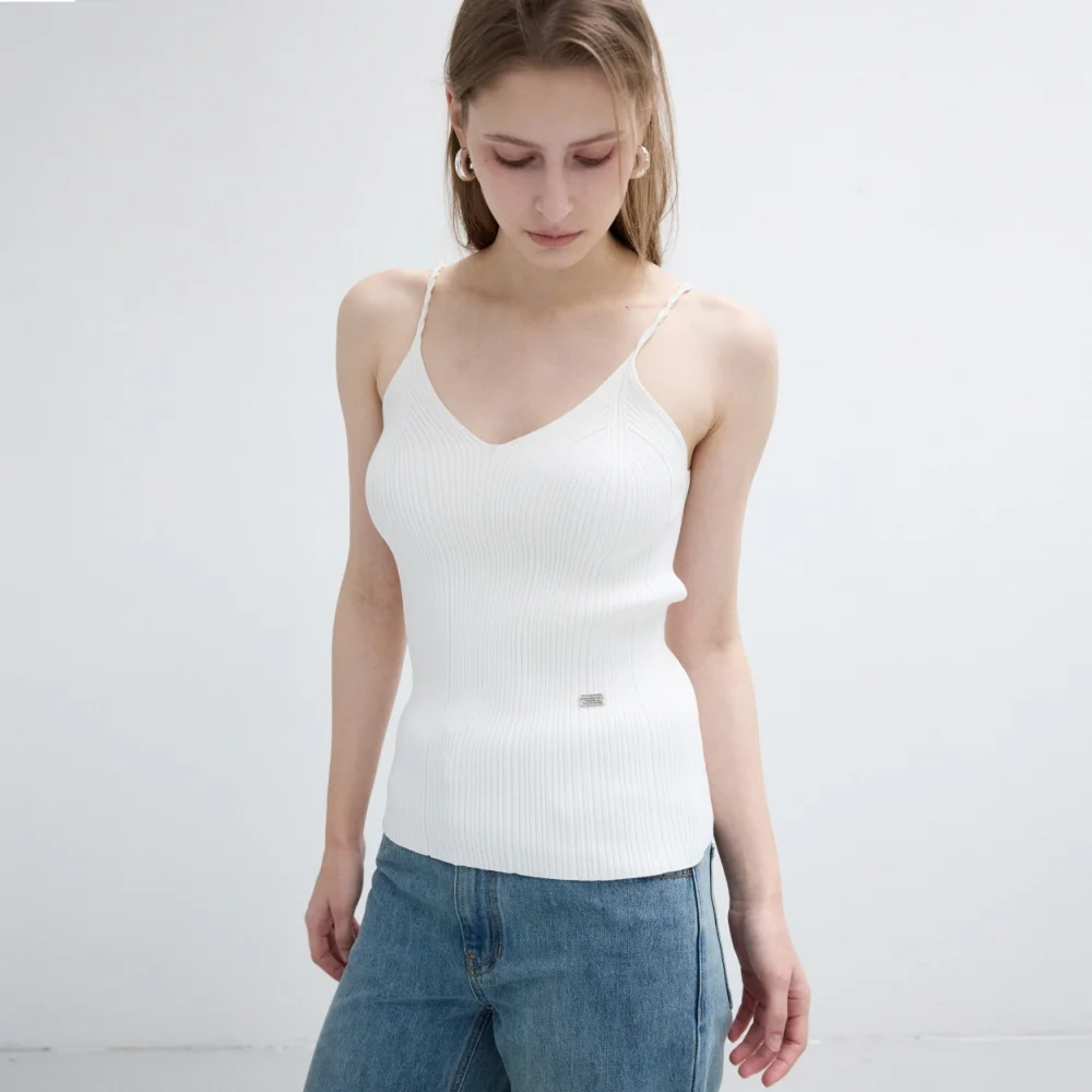 RIBBED TWIST KNIT SLEEVELESS_IVORY