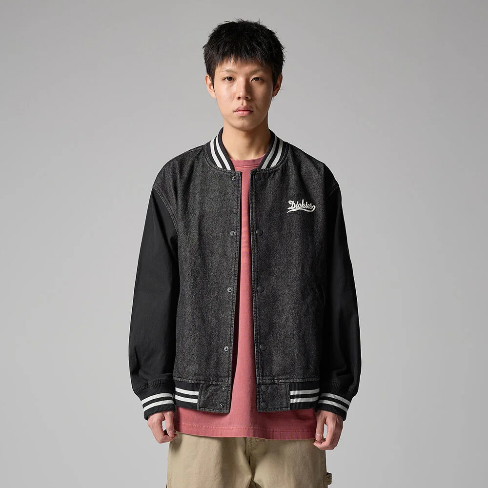 波浪 標誌 牛仔 飛行員款 外套 Black Denim