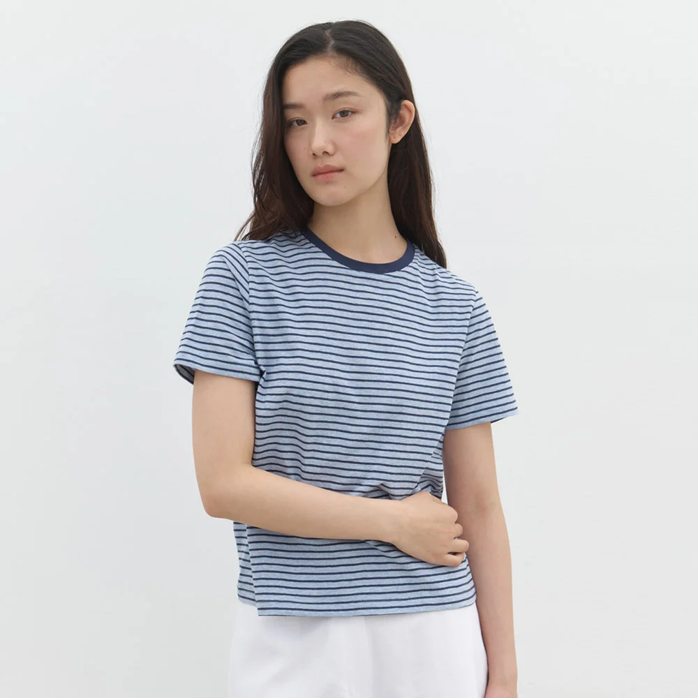 stripe cotton t-shirt-blue