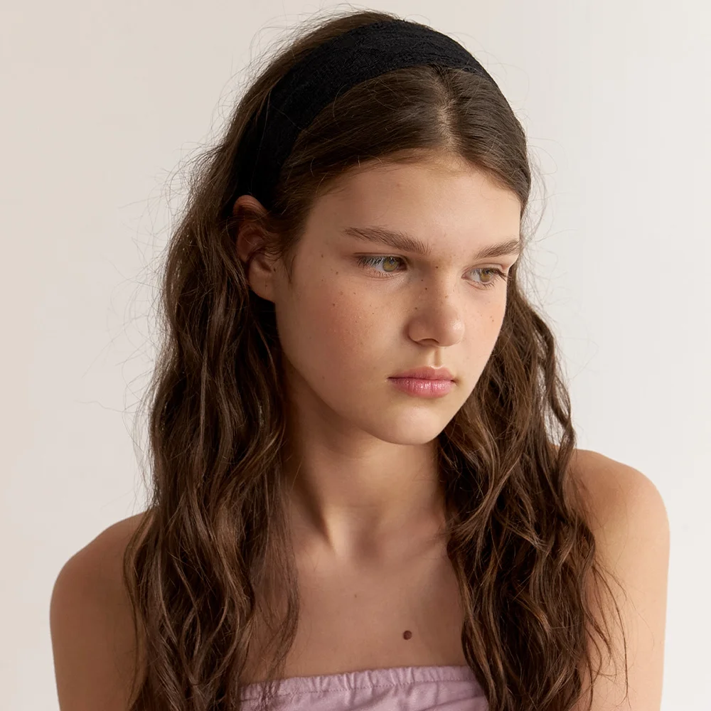 sheer lace headband - black