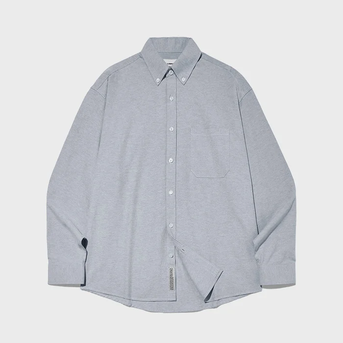 六角形 牛津布 襯衫-灰色