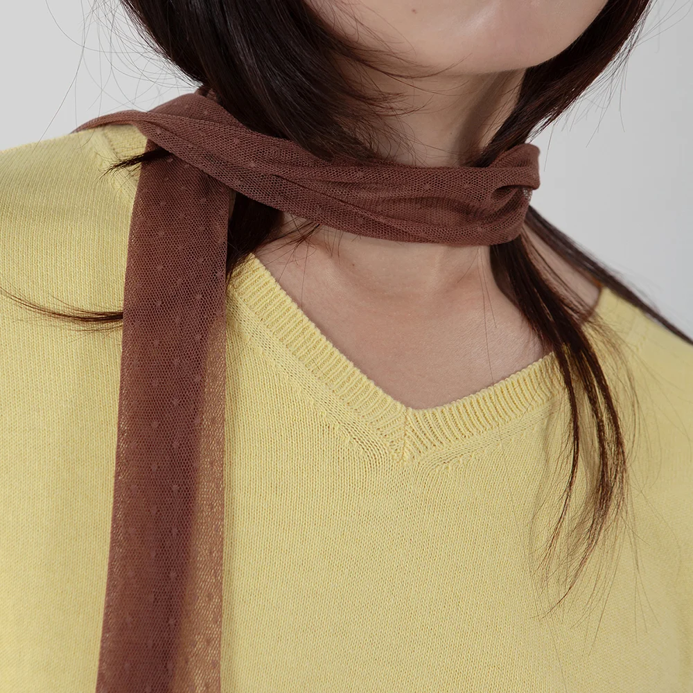 dot mesh long scarf - terracotta