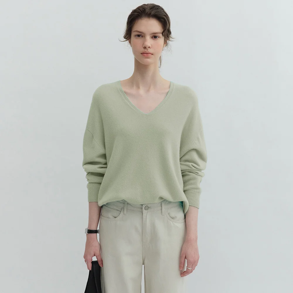 Lei Wool V-neck Knit (Apple Mint)