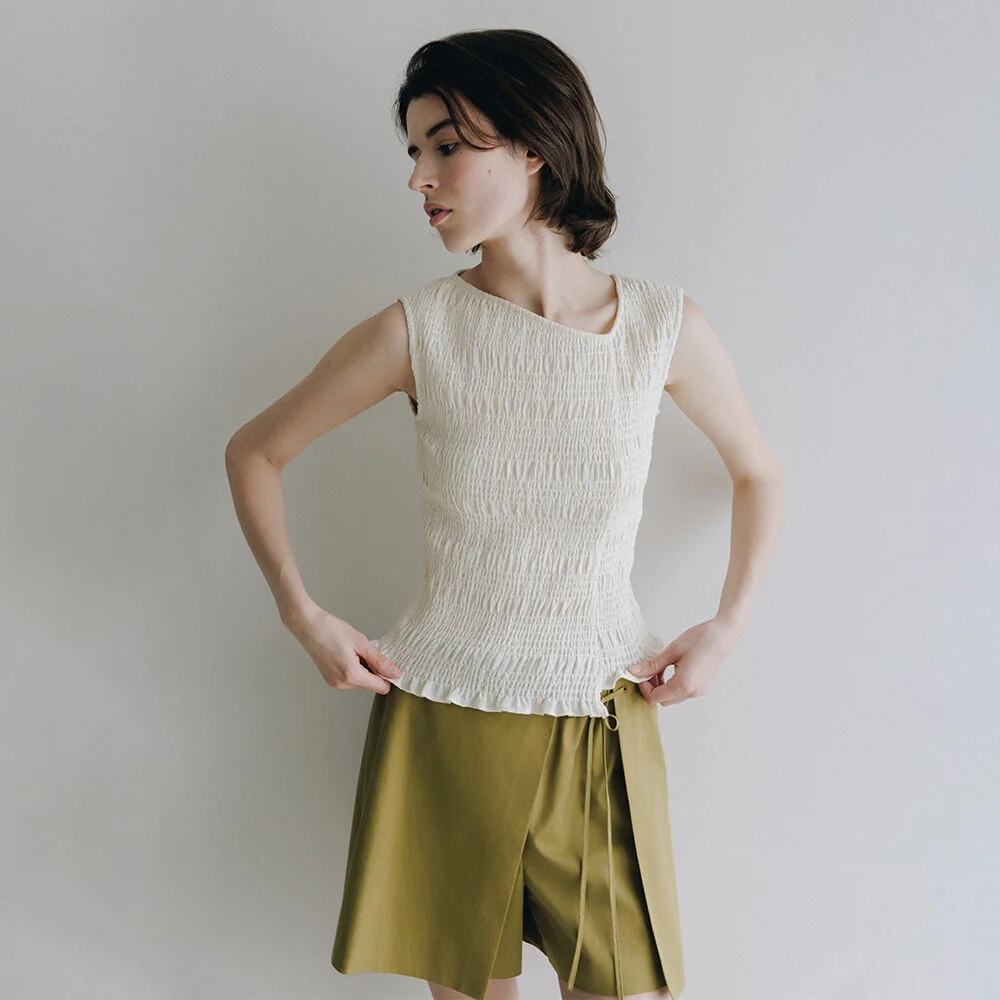 Smocked Sleeveless Top SW6MB727-9A