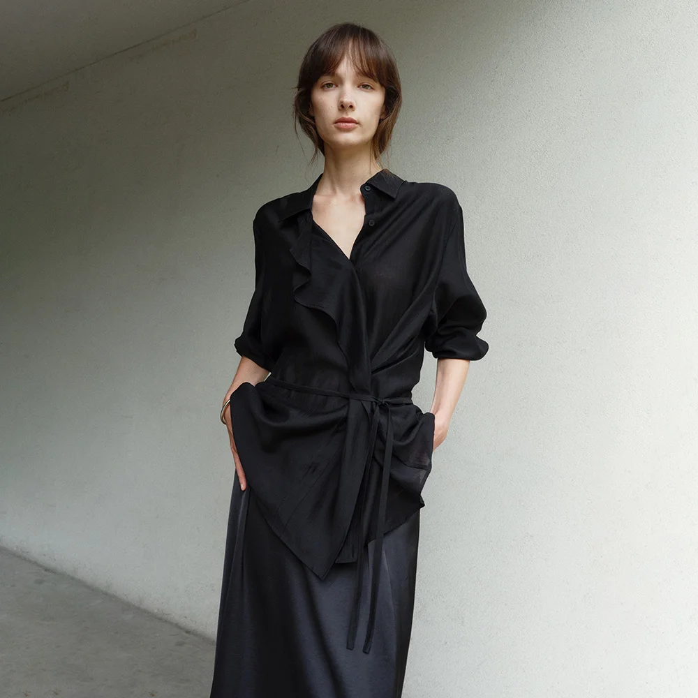 STRIPE OVERLAP SHIRT_BLACK