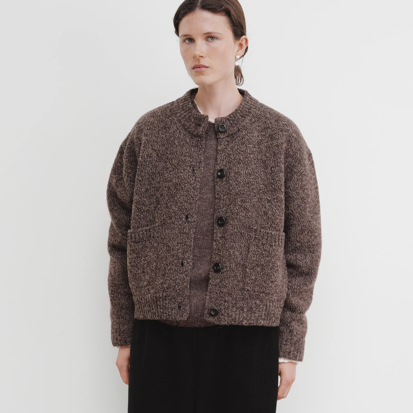 Lerwick Round Button Cardigan (Brown)
