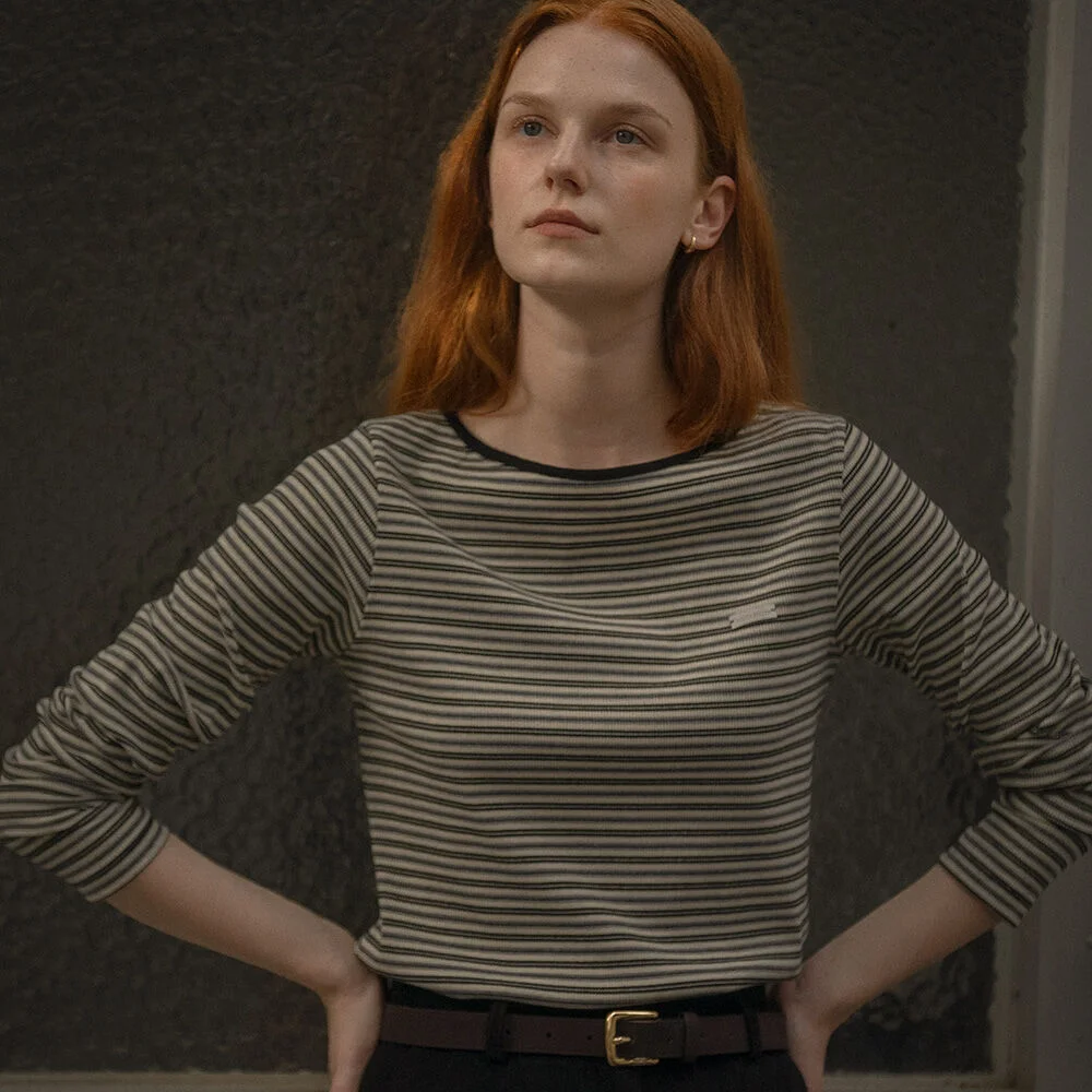Multi stripe ribbed longsleeve T-shirt _Gray