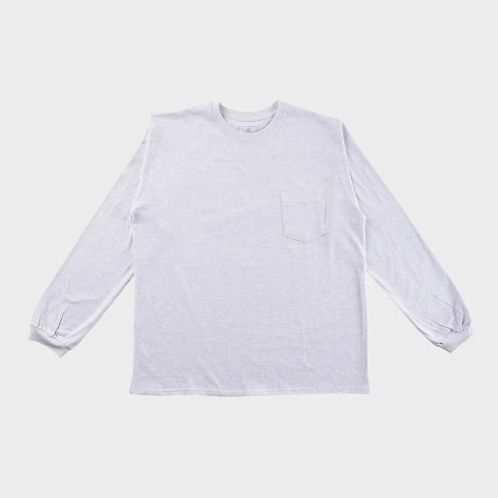 HH RIDGE POCKET L/S TEE (WHITE MELANGE / SKY)