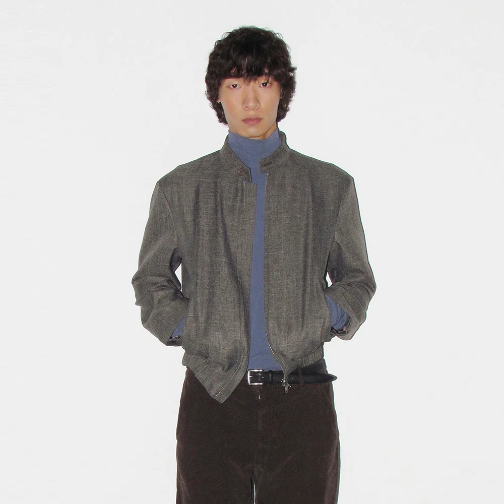 STAND COLLAR BLOUSON BROWN