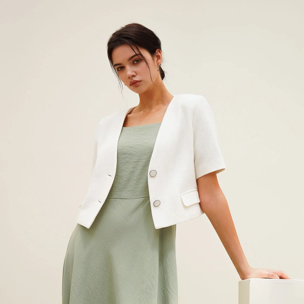 Linen Tweed Cropped Jacket