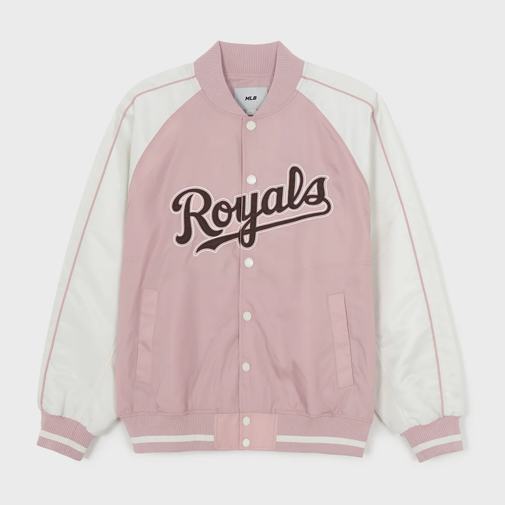 尼龍 前 Cursive 棒球外套 KC (L.Pink)