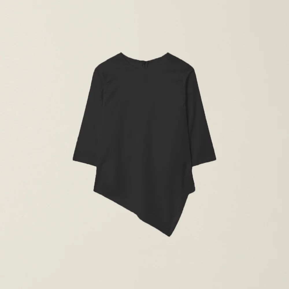 WOMENS OBLIQUE CUTTING BLOUSE BLACK