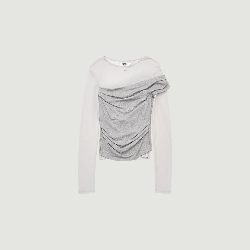 SHADE LAYERED T-SHIRT (MELANGE GRAY)