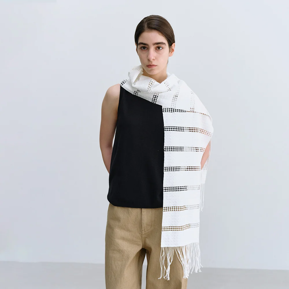 Fringe Scarf in White