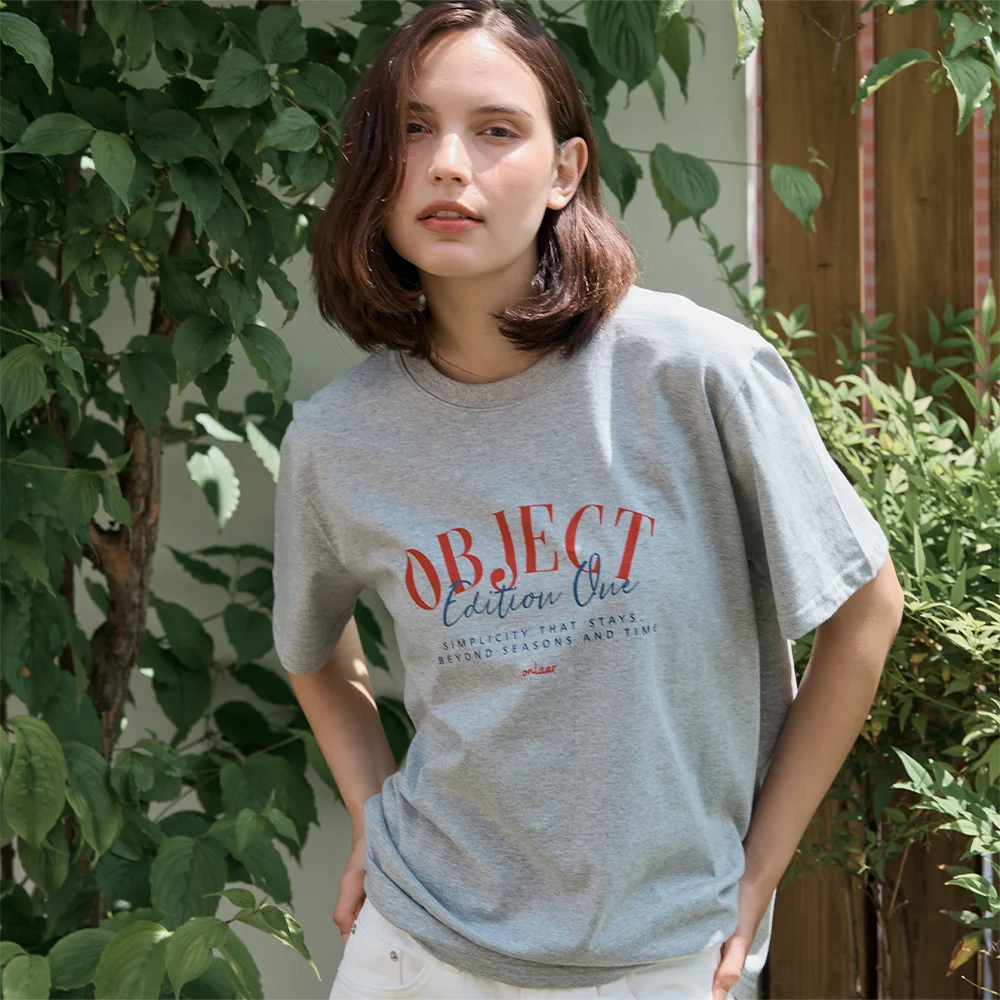 Silket Cotton Object Oversized T-shirt _Gray