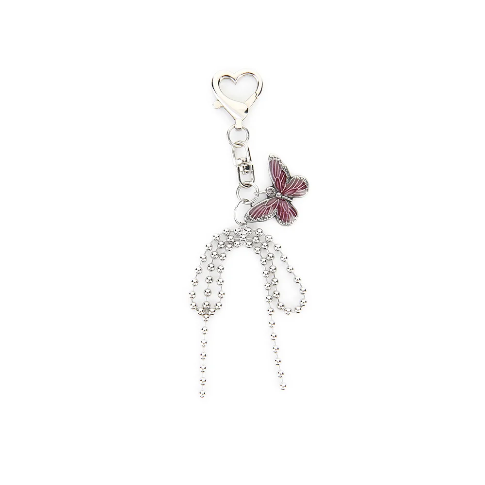 RIBBON BUTTERFLY KEYRING_PINK SILVER