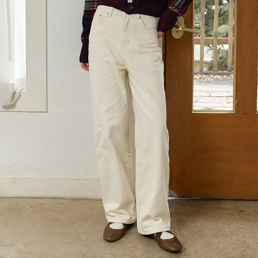 A SEMI WIDE BRUSHED PANTS_IVORY