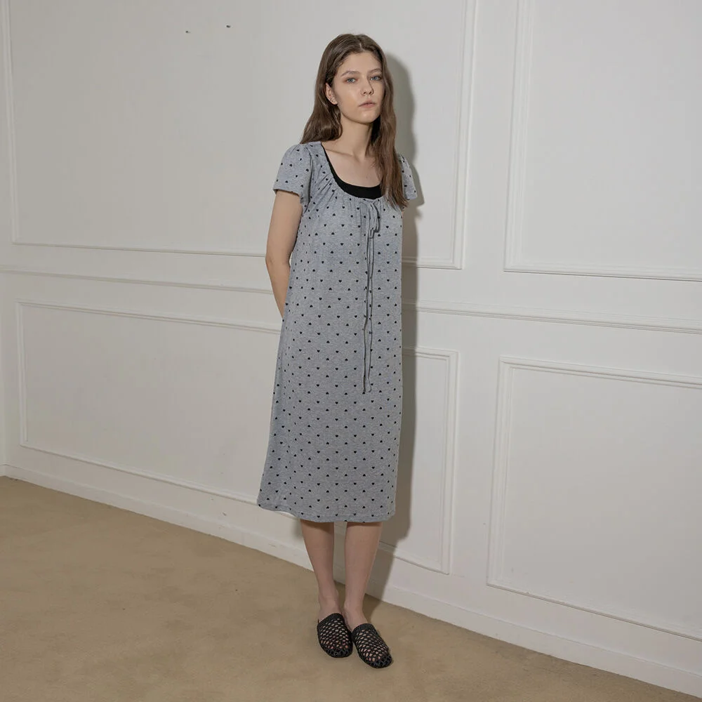 MJ_Polka dot fake two piece pajama_GRAY