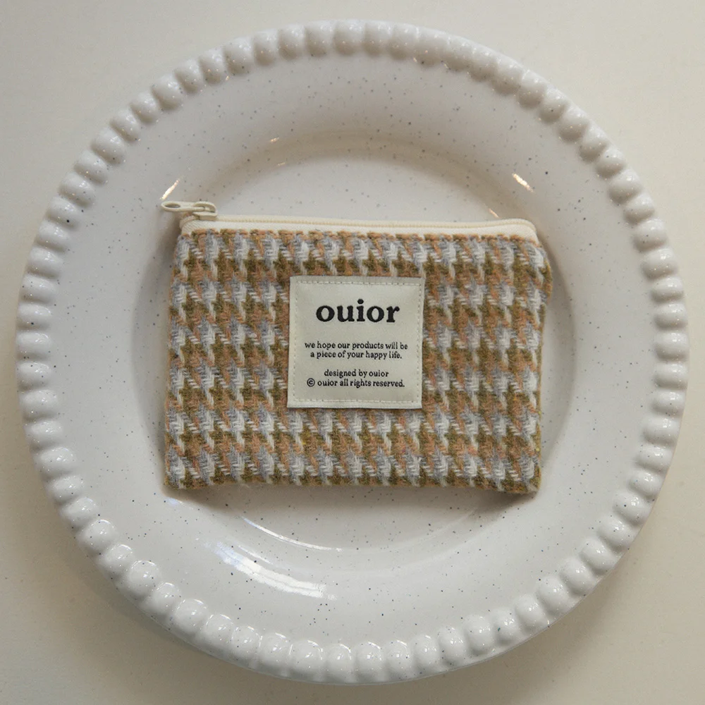 ouior flat pouch_wool check jungle