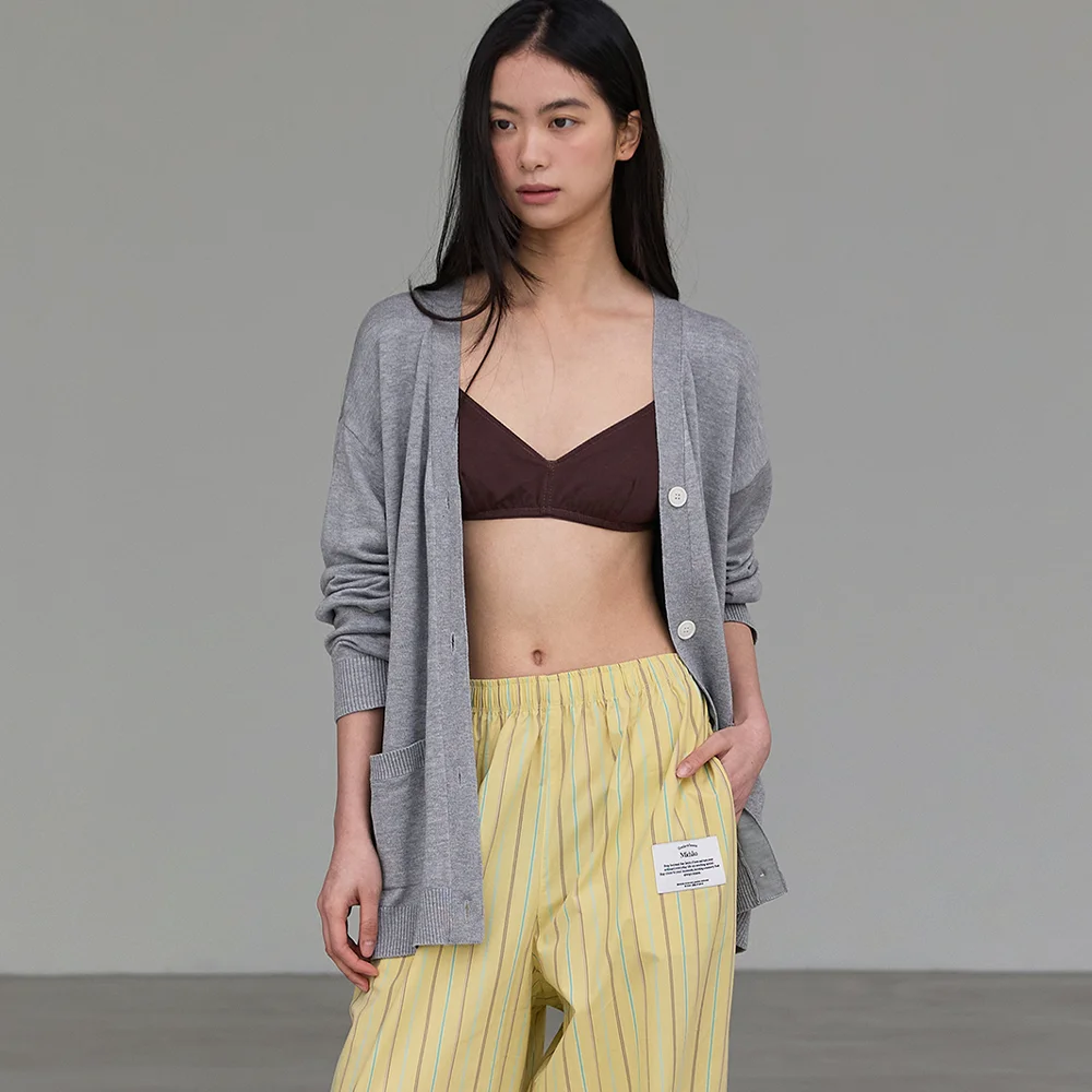 (Uni) Wearable Home Cardigan Melange grey